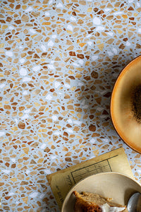 fond photo terrazzo beige marron pour photographie culinaire et studio photo