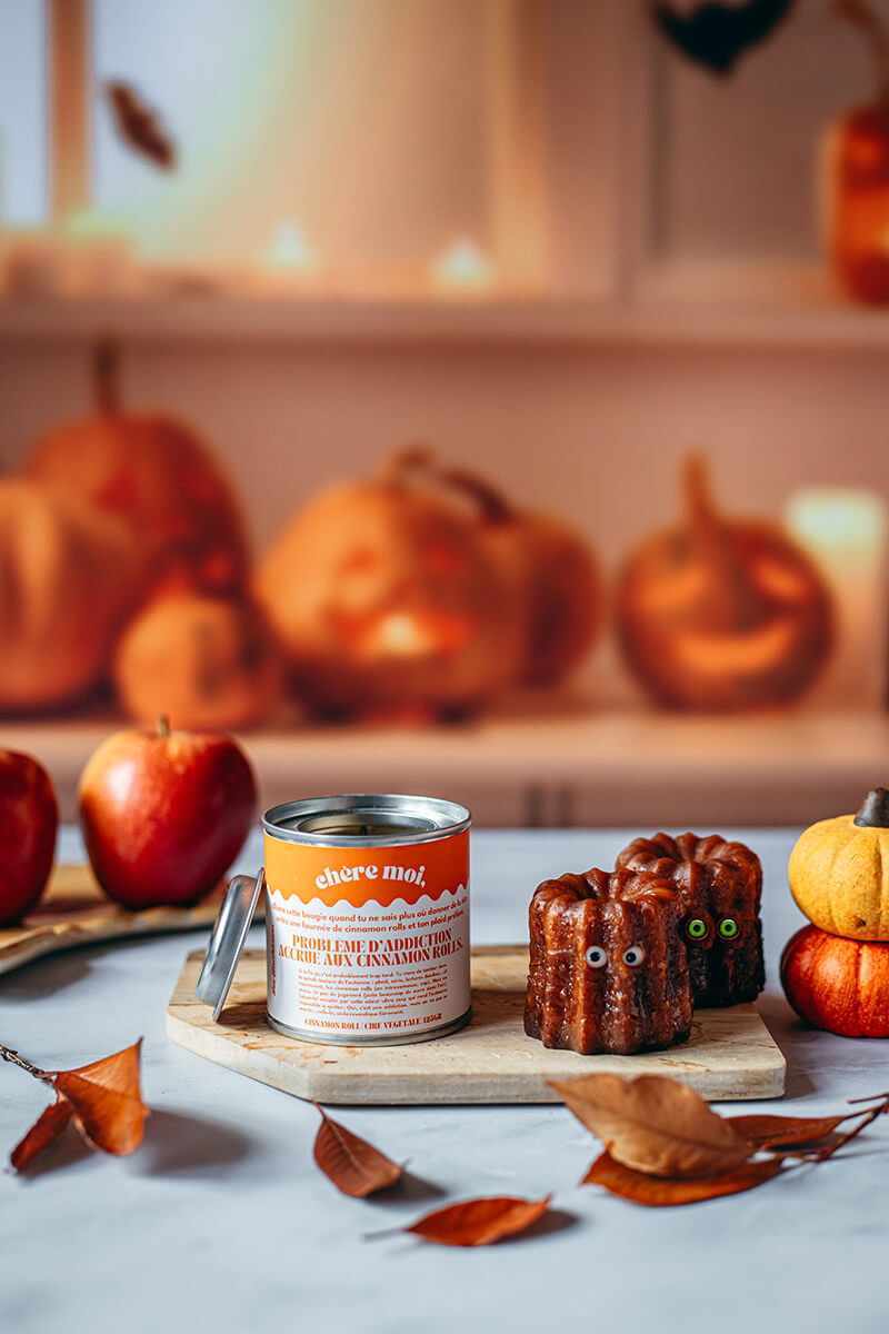 fond photo halloween avec citrouille et bougies cosy et chauve souris