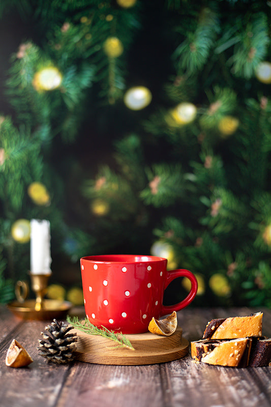 fond photo sapin de noel effet flou avec guirlandes déjà floues